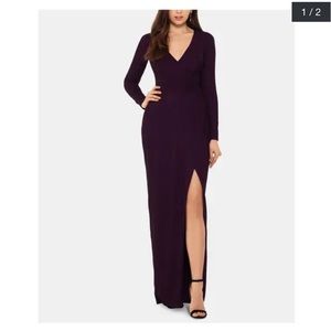 Betsy Adams long sleeve purple gown 6 petite NWT